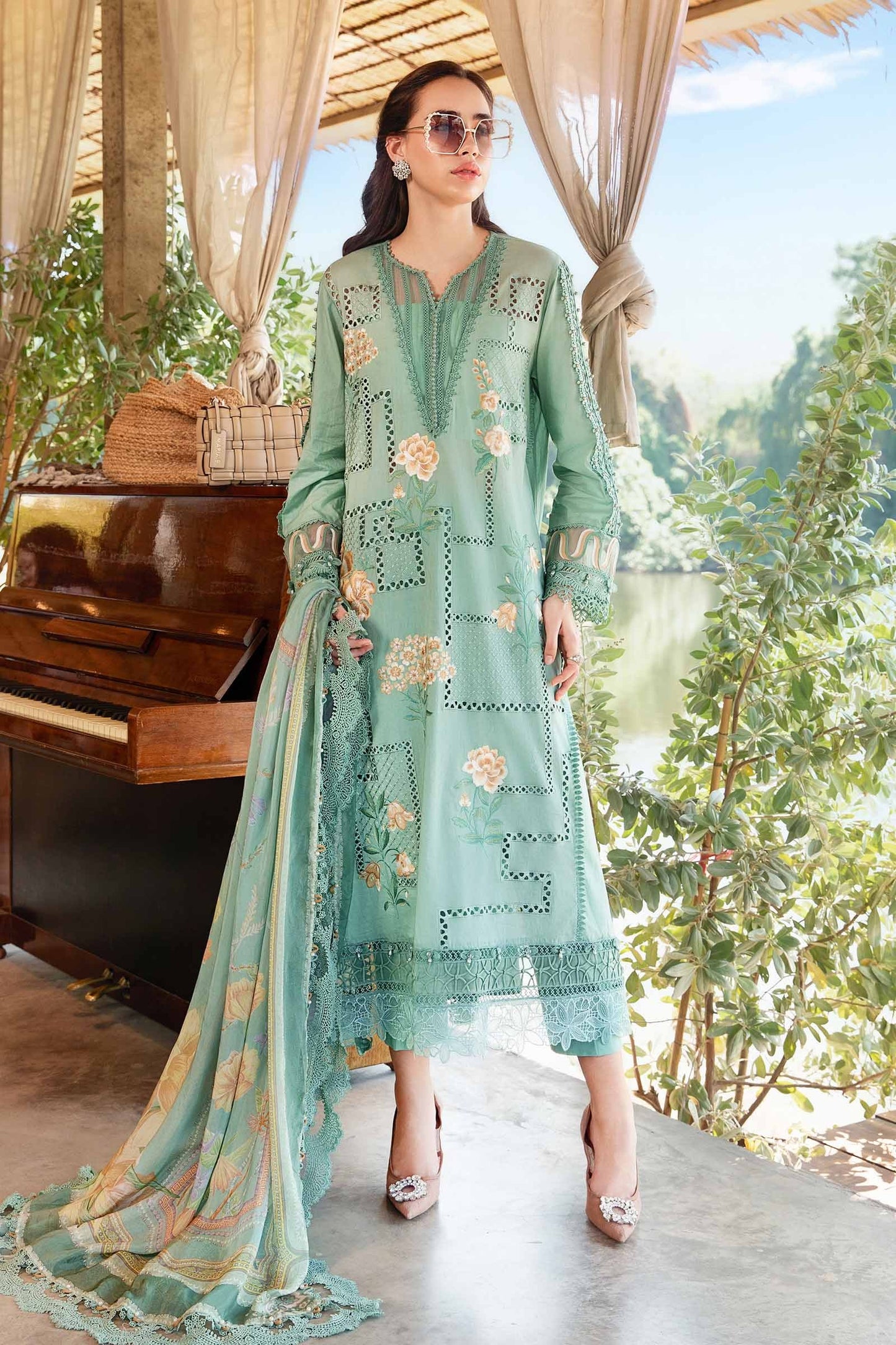 Digital Lawn 3-Piece Print Set with Bana Dora Voile Dupatta
