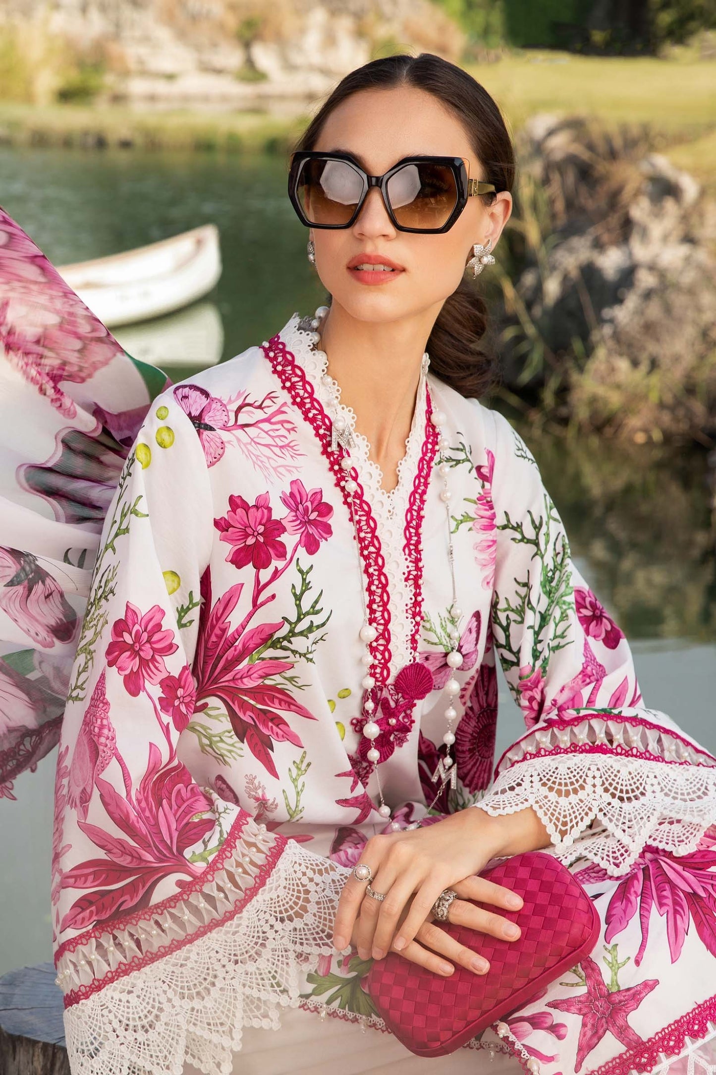 Digital Lawn 3-Piece Print Set with Bana Dora Voile Dupatta
