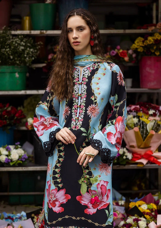 Digital Print Lawn 3-Piece Set – Bana Dora Voile Dupatta