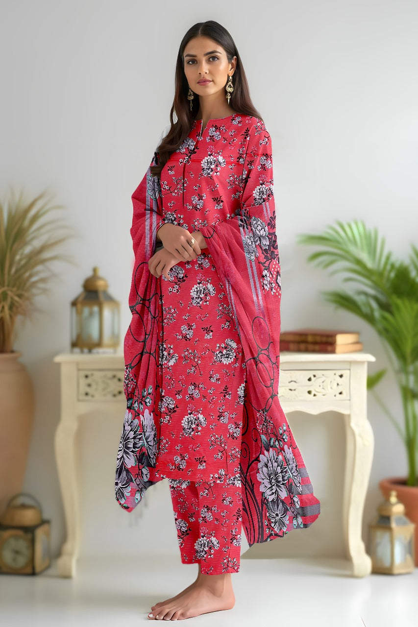 Premium Digital Printed Viscose Bana Dora 3-Piece Suit