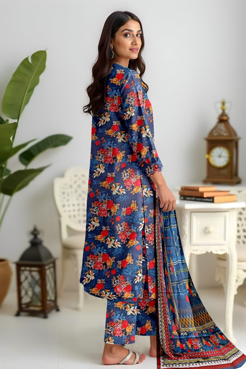 Premium Digital Printed Viscose Bana Dora 3-Piece Suit