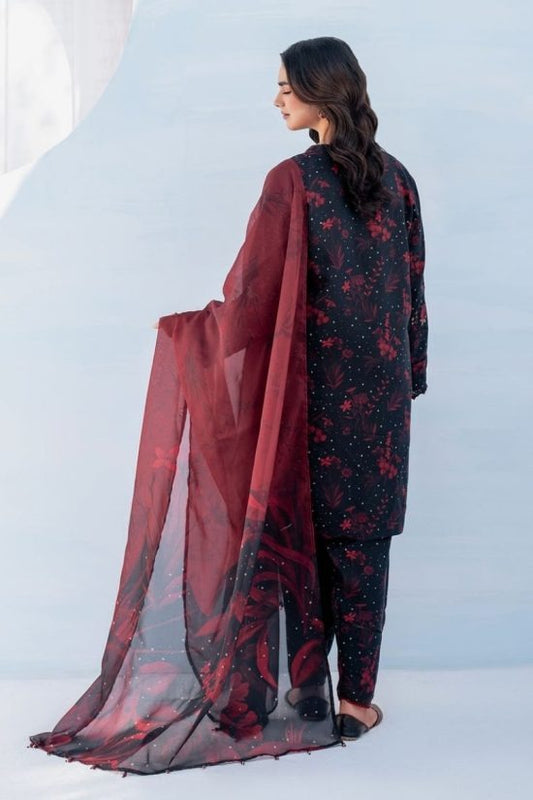 Digital Lawn 3-Piece Set – Bana Dora Prints with Voile Zari Dupatta