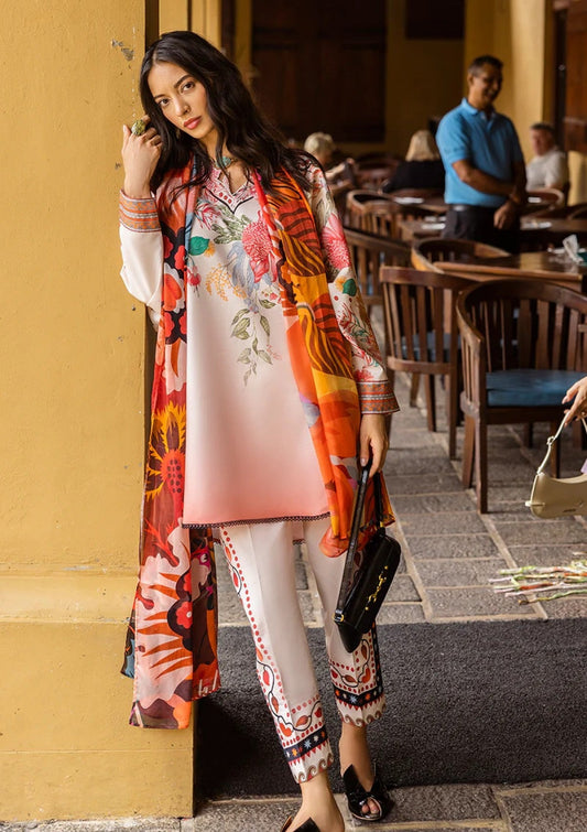 Digital Print Lawn 3-Piece Set – Bana Dora Voile Dupatta