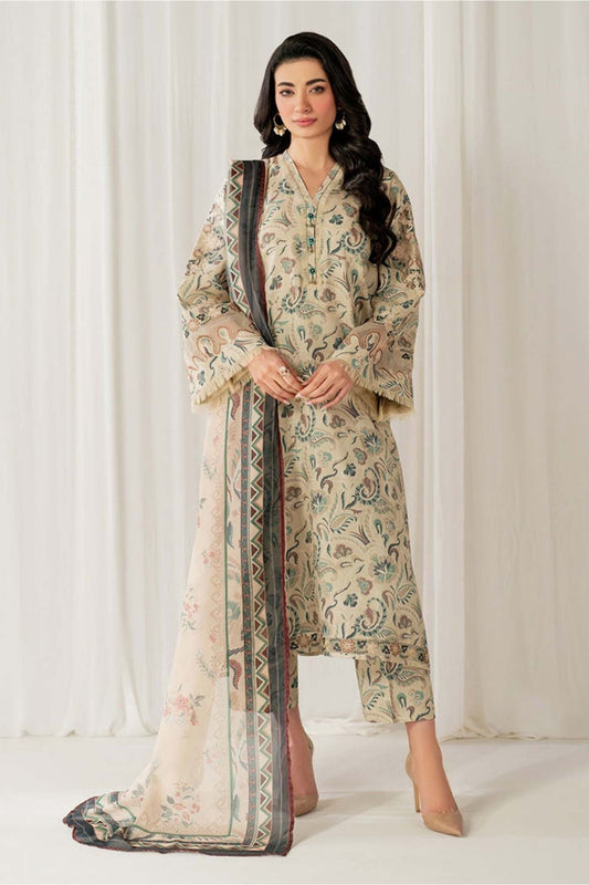 Digital Lawn 3-Piece Set – Bana Dora Prints with Voile Zari Dupatta