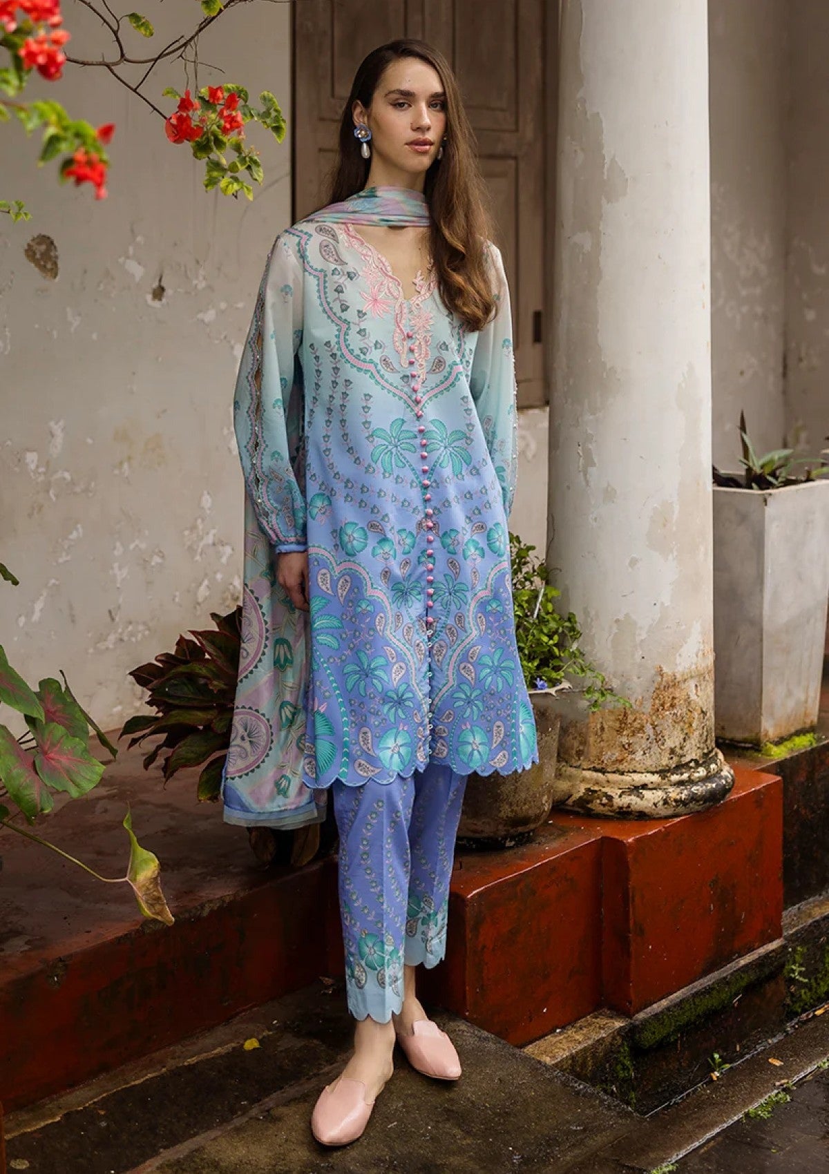Digital Print Lawn 3-Piece Set ā Bana Dora Voile Dupatta