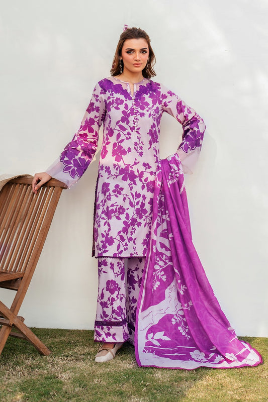 Digital Lawn Bana Dora 3-Piece Set – Bana Dora Prints with Voile Zari Dupatta