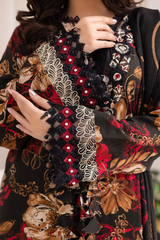 AY2 - Ladies Linen 3PC – Digital Print, Embroidery & Patch Work