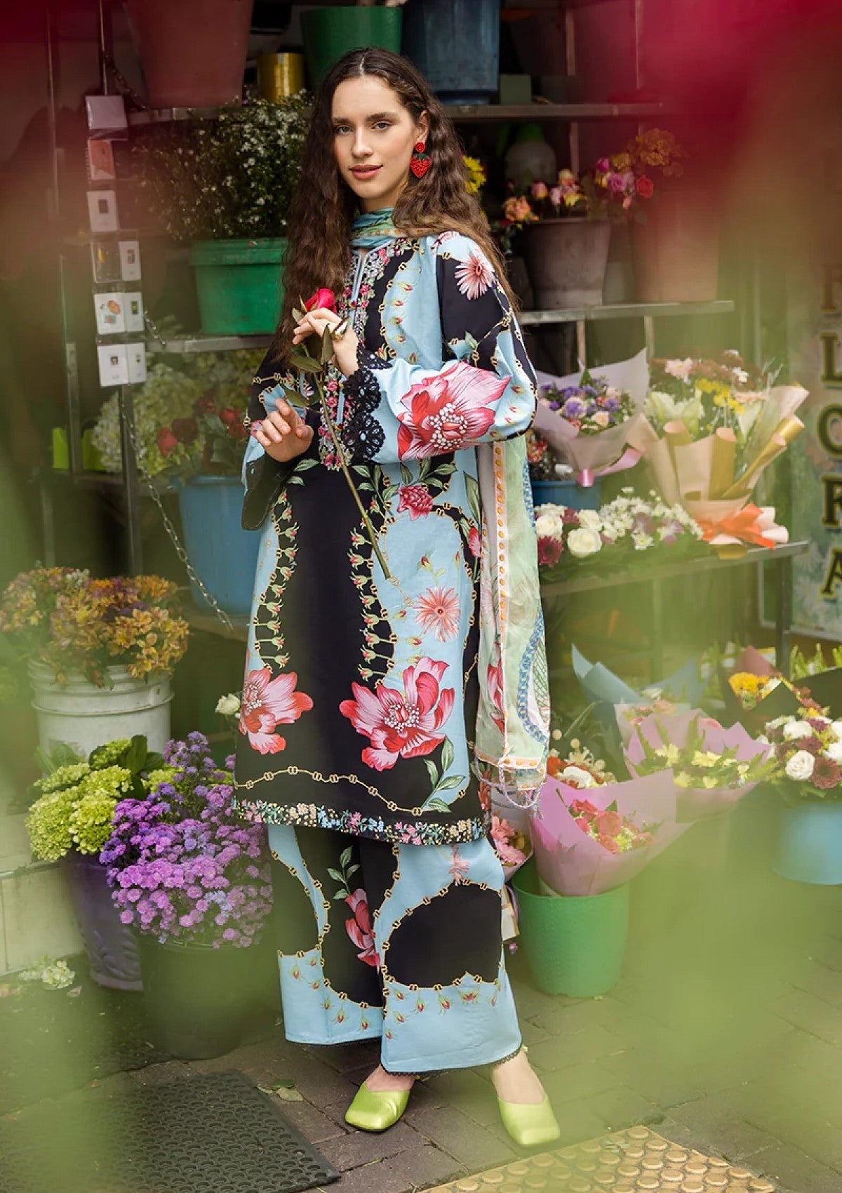 Digital Print Lawn 3-Piece Set – Bana Dora Voile Dupatta