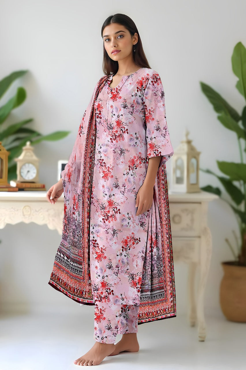 Premium Digital Printed Viscose Bana Dora 3-Piece Suit