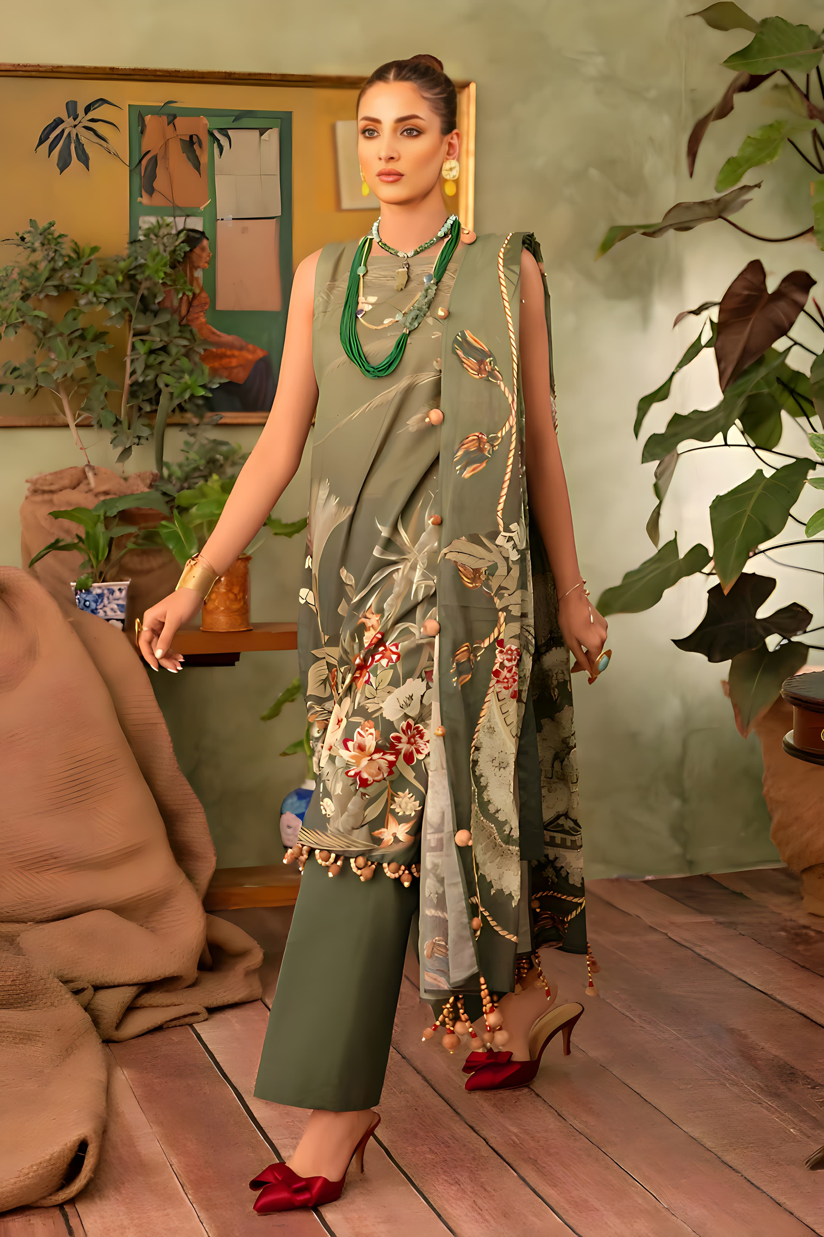 Gul Ahmed: All-Over Digital Printed Lawn 3-Piece Unstitched Ensemble - Elevate Your Style