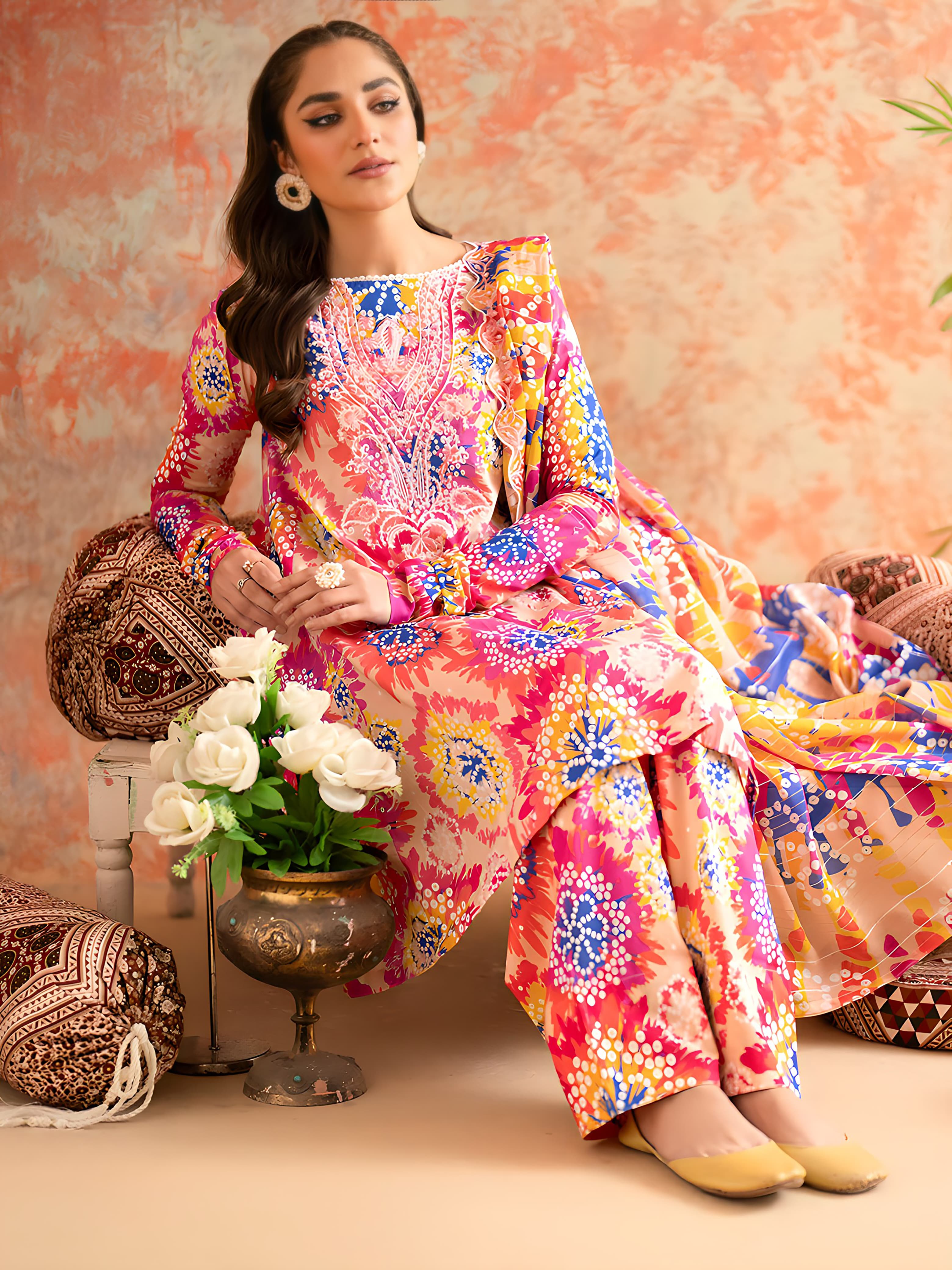 Charizma's All-Over Digital Printed Lawn: 3-Piece Unstitched Elegance