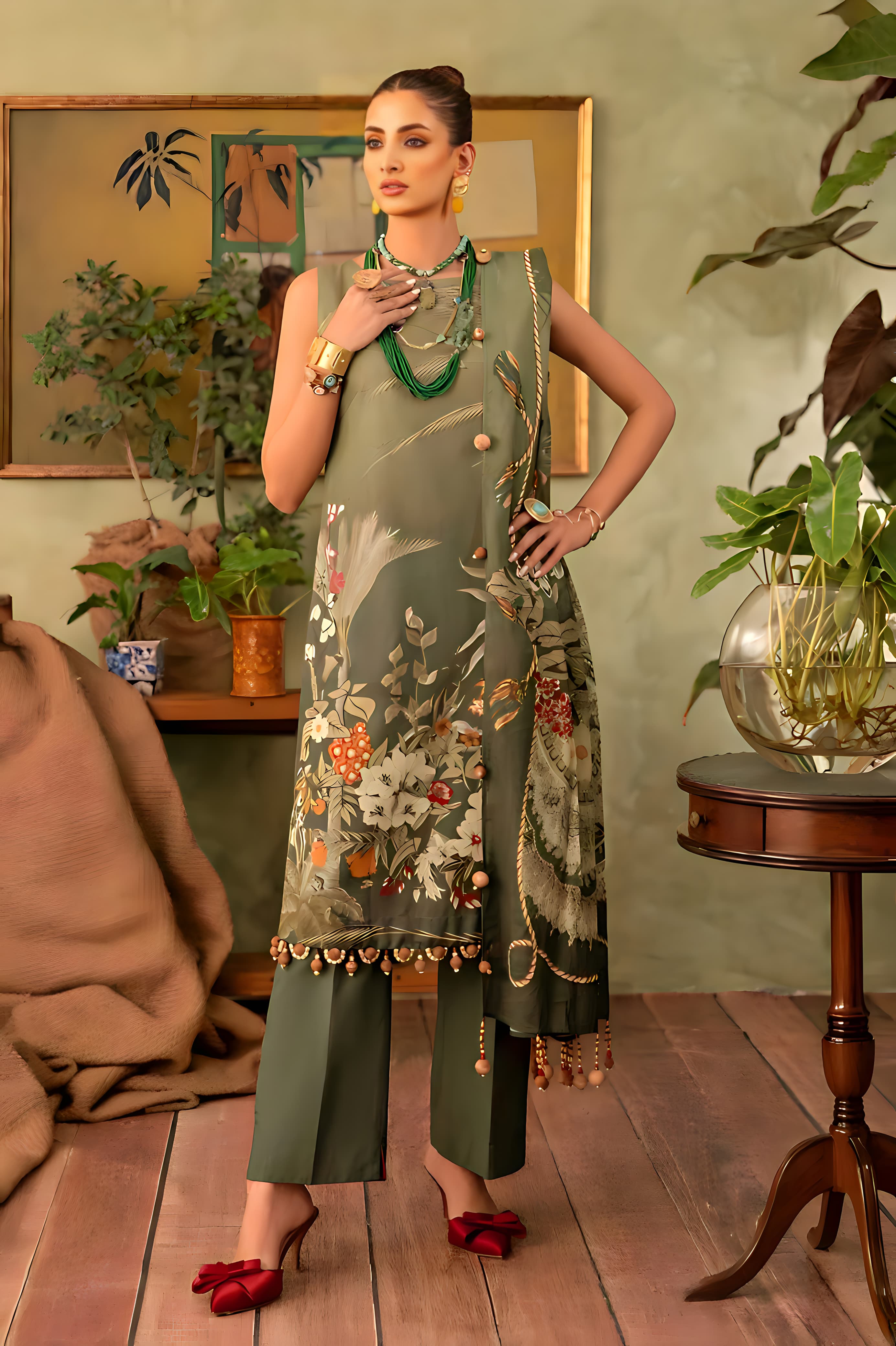 Gul Ahmed: All-Over Digital Printed Lawn 3-Piece Unstitched Ensemble - Elevate Your Style