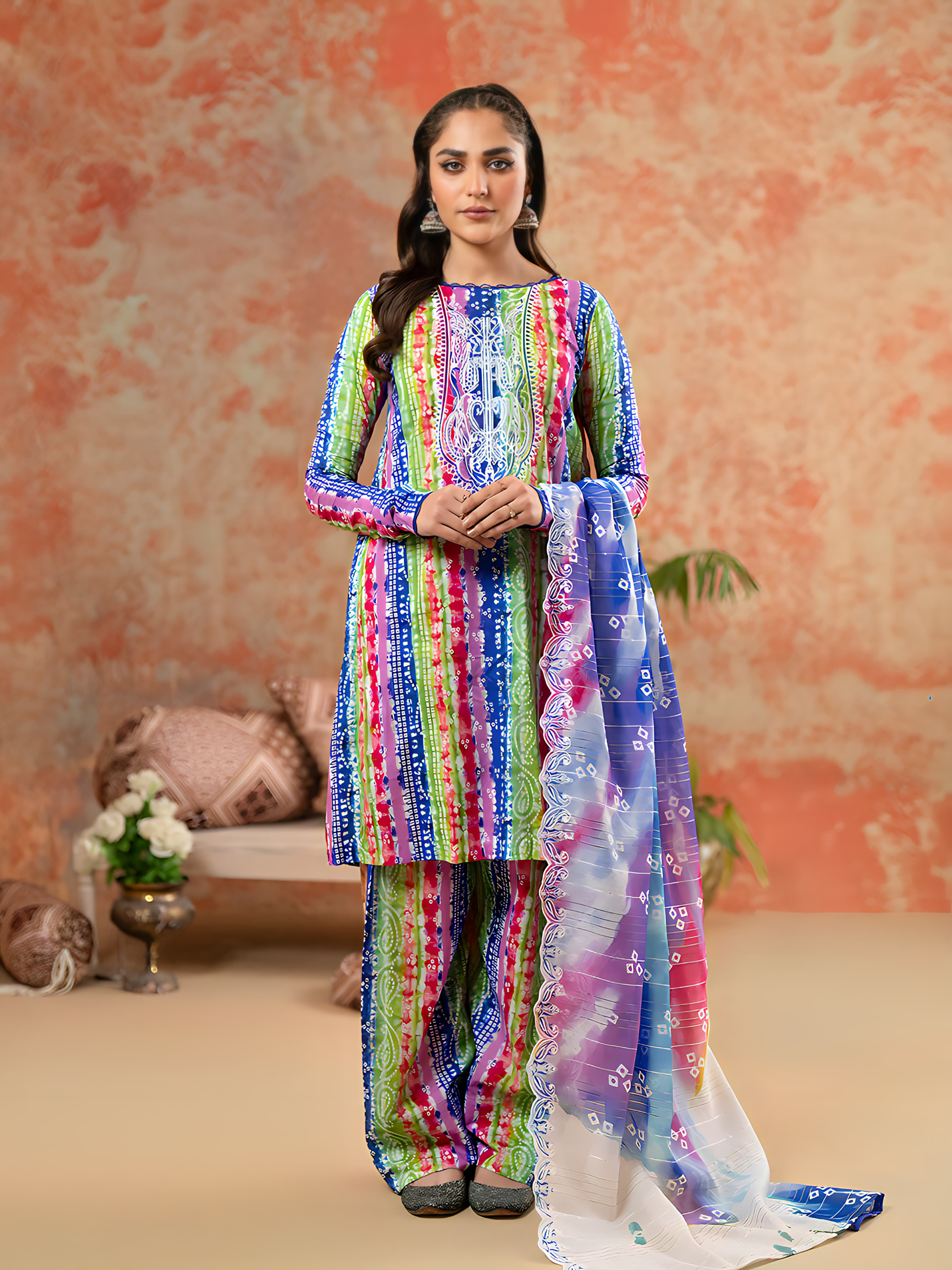 Charizma's All-Over Digital Printed Lawn: 3-Piece Unstitched Elegance