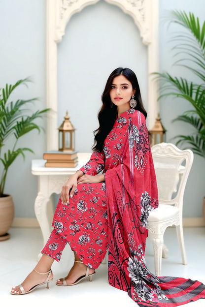 Premium Digital Printed Viscose Bana Dora 3-Piece Suit