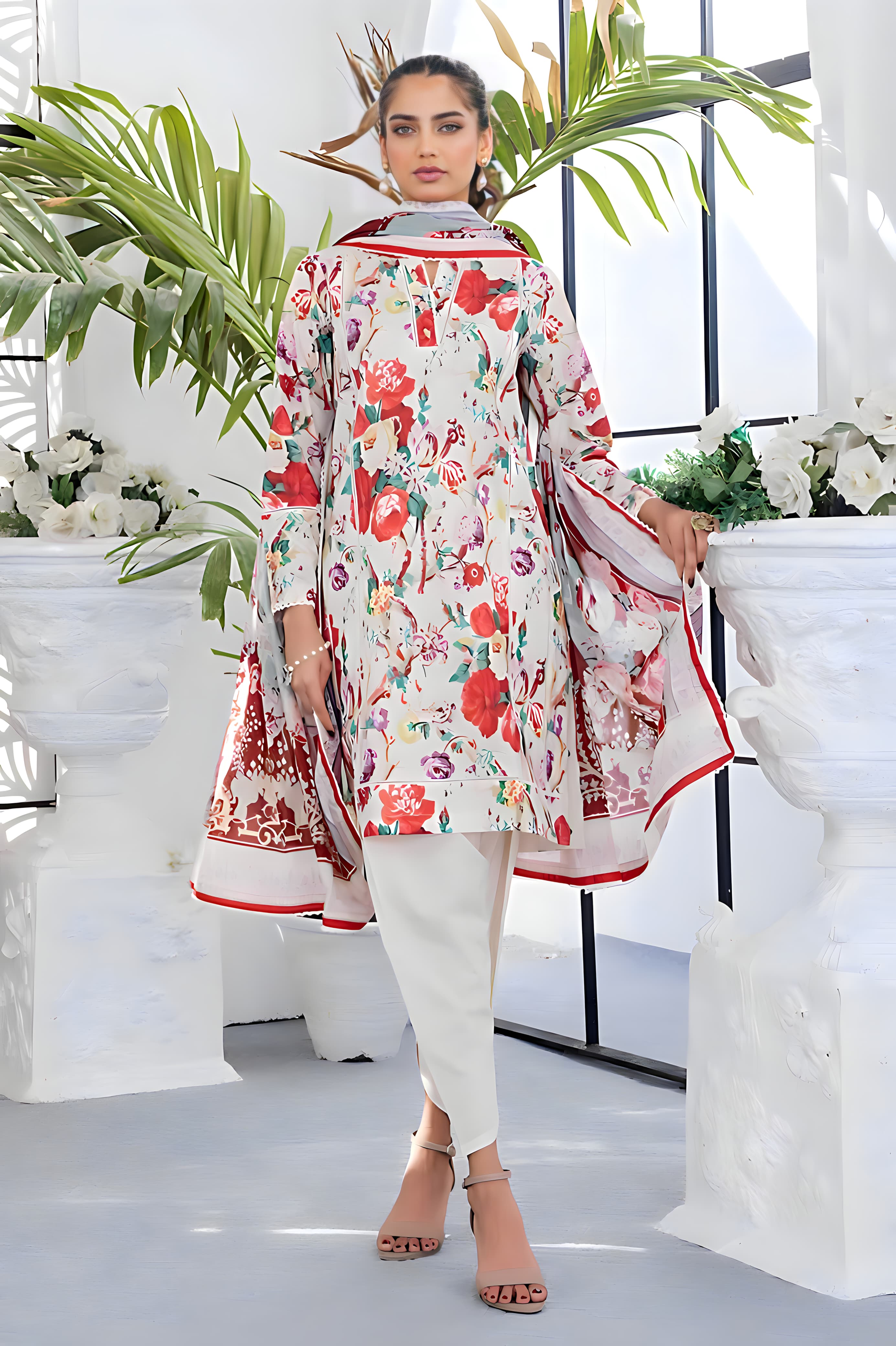 Gul Ahmed: All-Over Digital Printed Lawn 3-Piece Unstitched Ensemble - Elevate Your Style