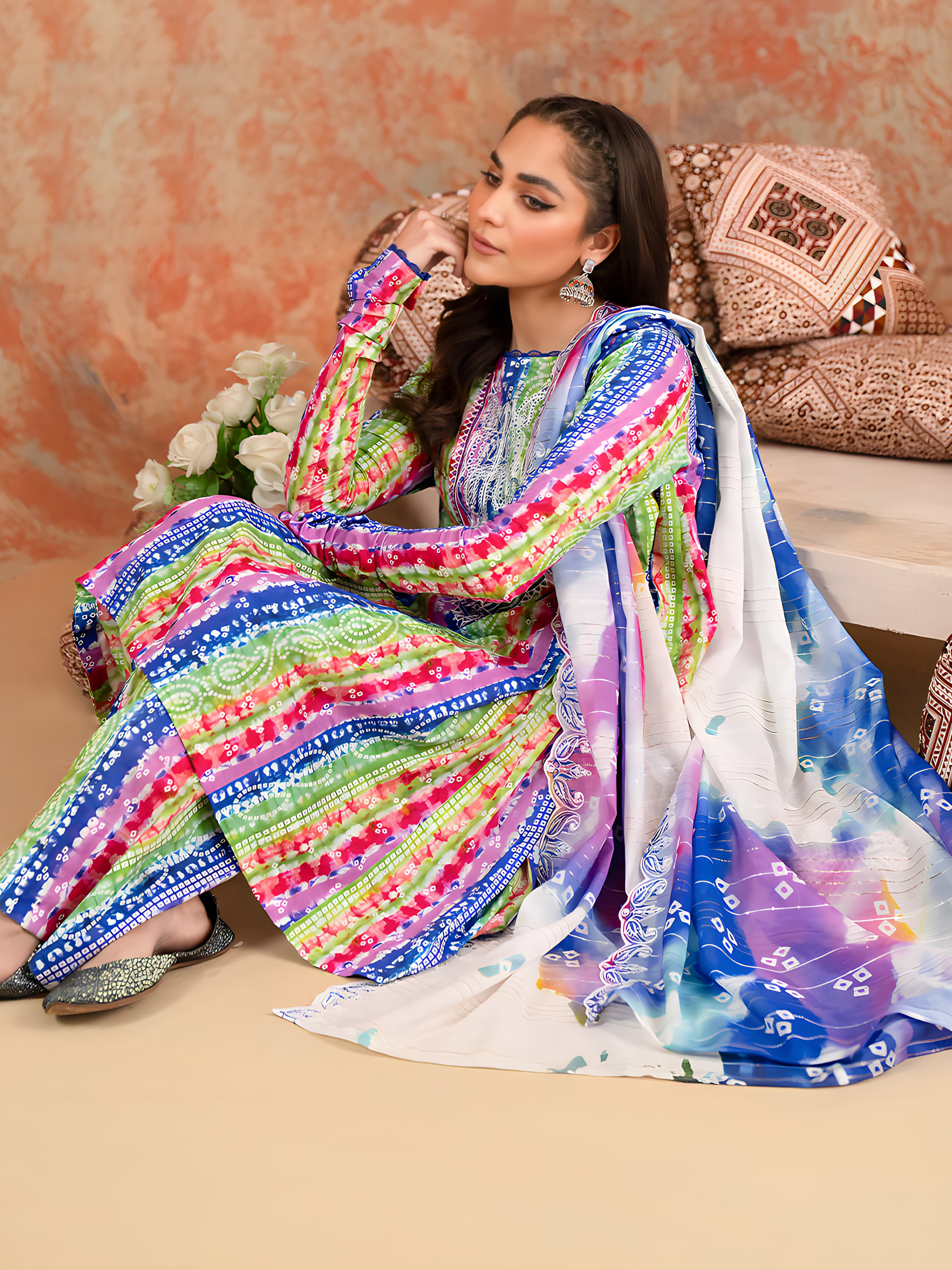 Charizma's All-Over Digital Printed Lawn: 3-Piece Unstitched Elegance