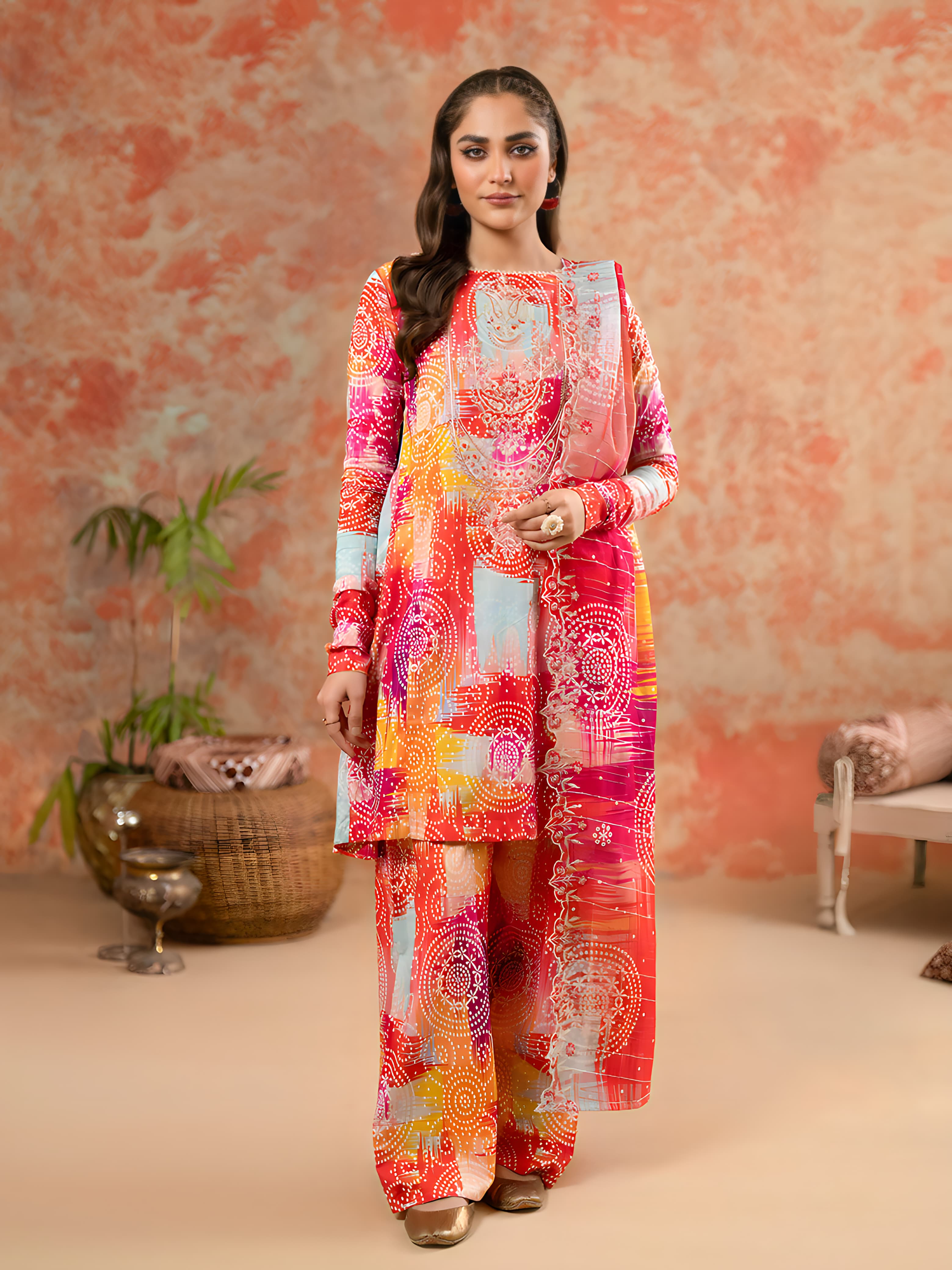 Charizma's All-Over Digital Printed Lawn: 3-Piece Unstitched Elegance