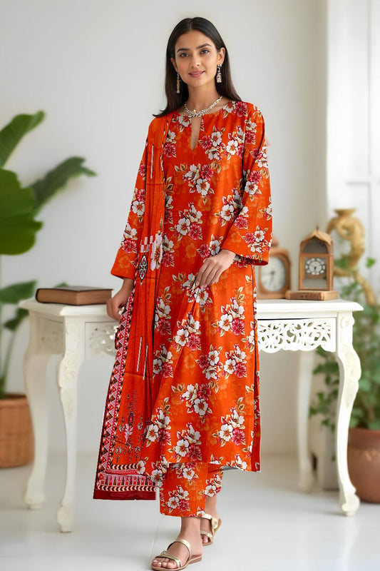 Premium Digital Printed Viscose Bana Dora 3-Piece Suit