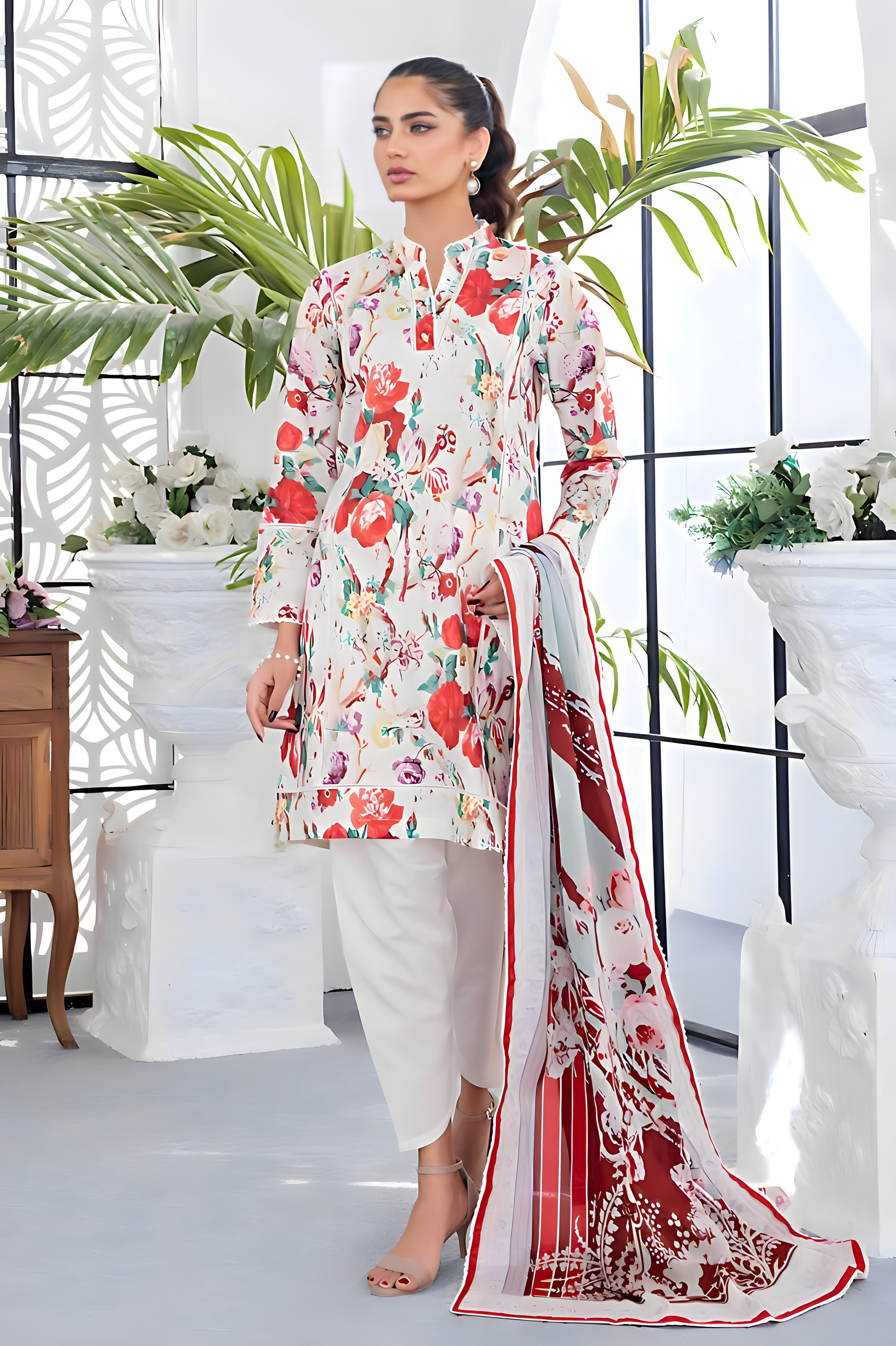 Gul Ahmed: All-Over Digital Printed Lawn 3-Piece Unstitched Ensemble - Elevate Your Style