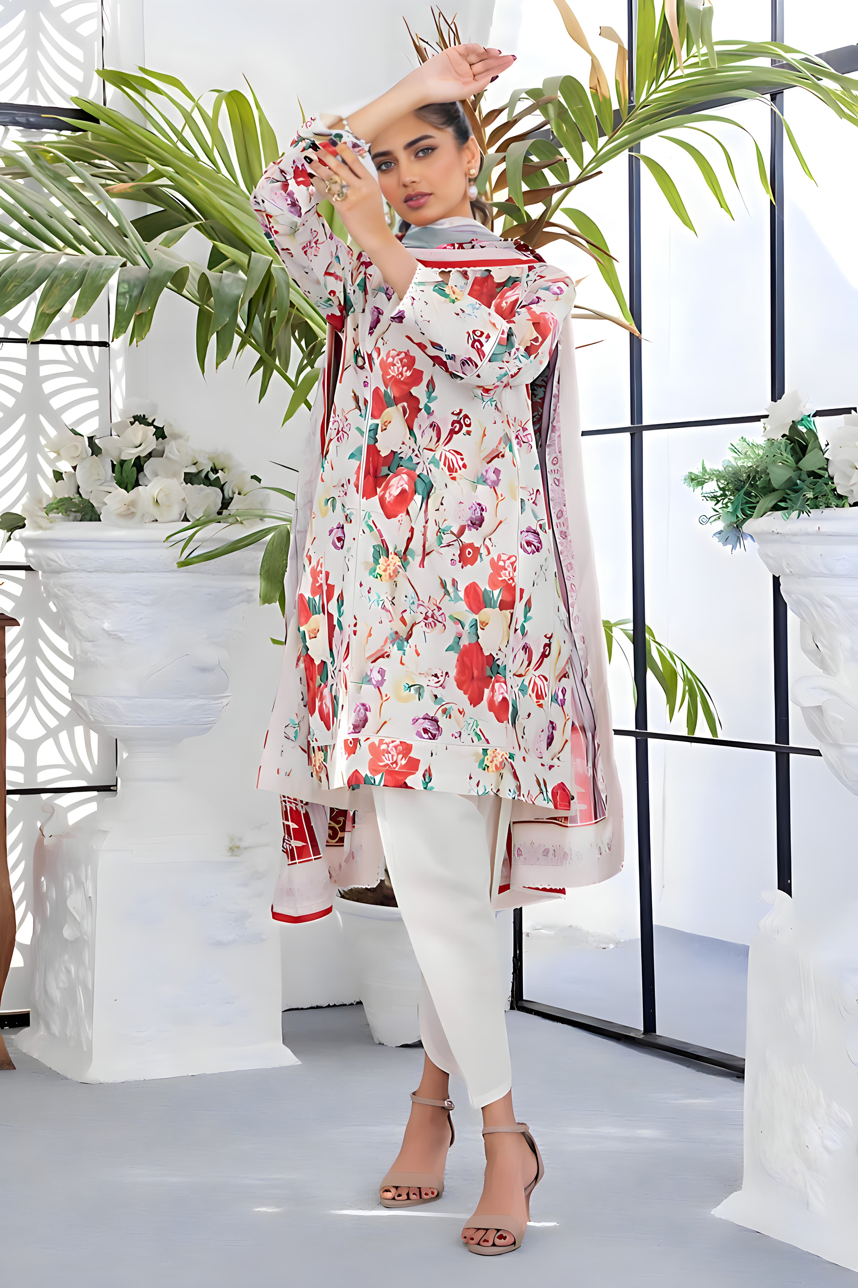 Gul Ahmed: All-Over Digital Printed Lawn 3-Piece Unstitched Ensemble - Elevate Your Style