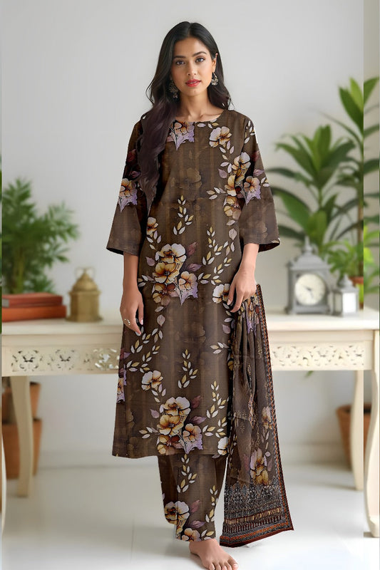 Premium Digital Printed Viscose Bana Dora 3-Piece Suit