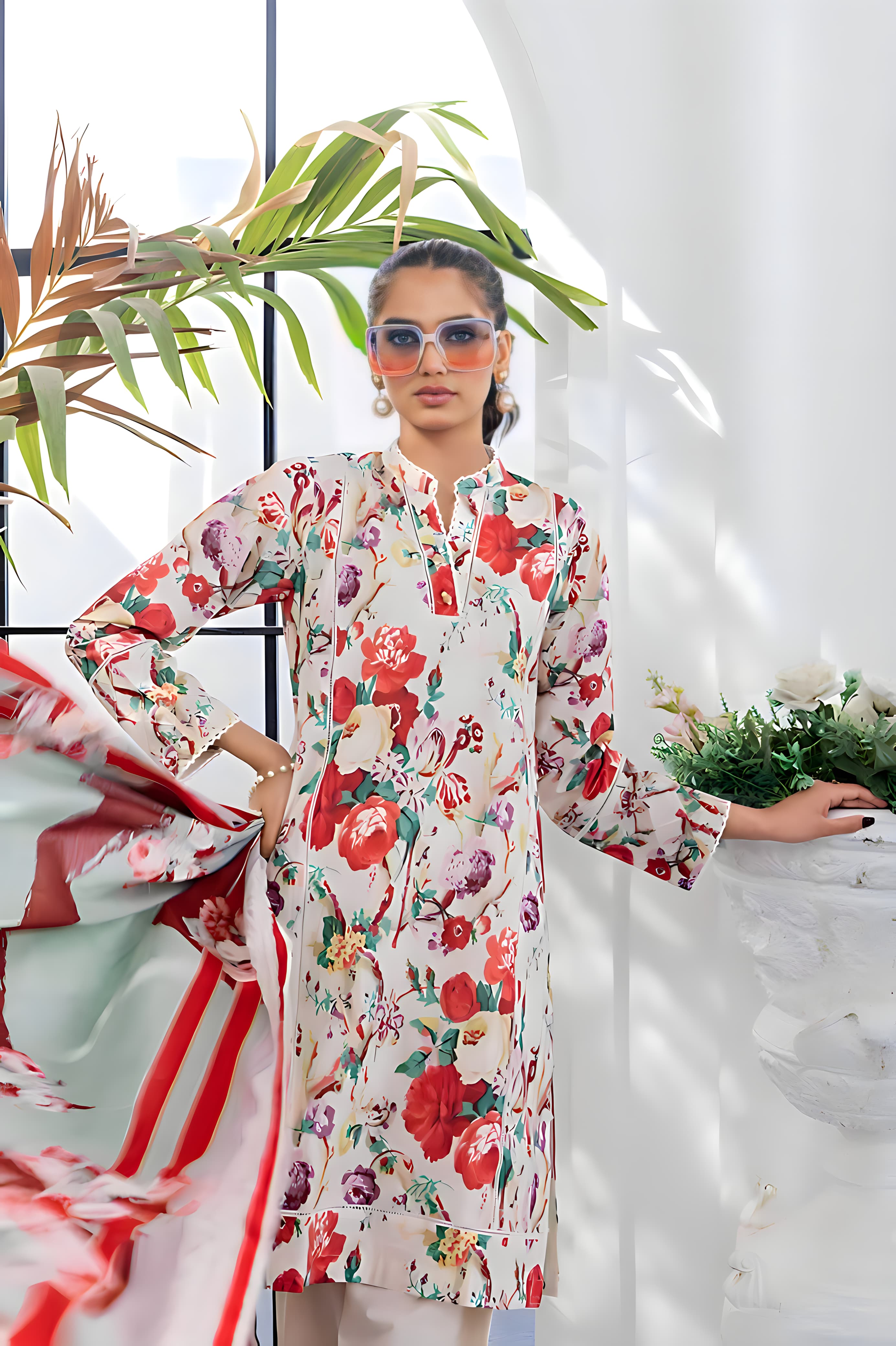 Gul Ahmed: All-Over Digital Printed Lawn 3-Piece Unstitched Ensemble - Elevate Your Style