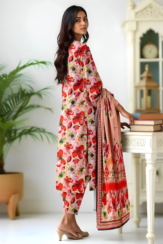 Premium Digital Printed Viscose Bana Dora 3-Piece Suit
