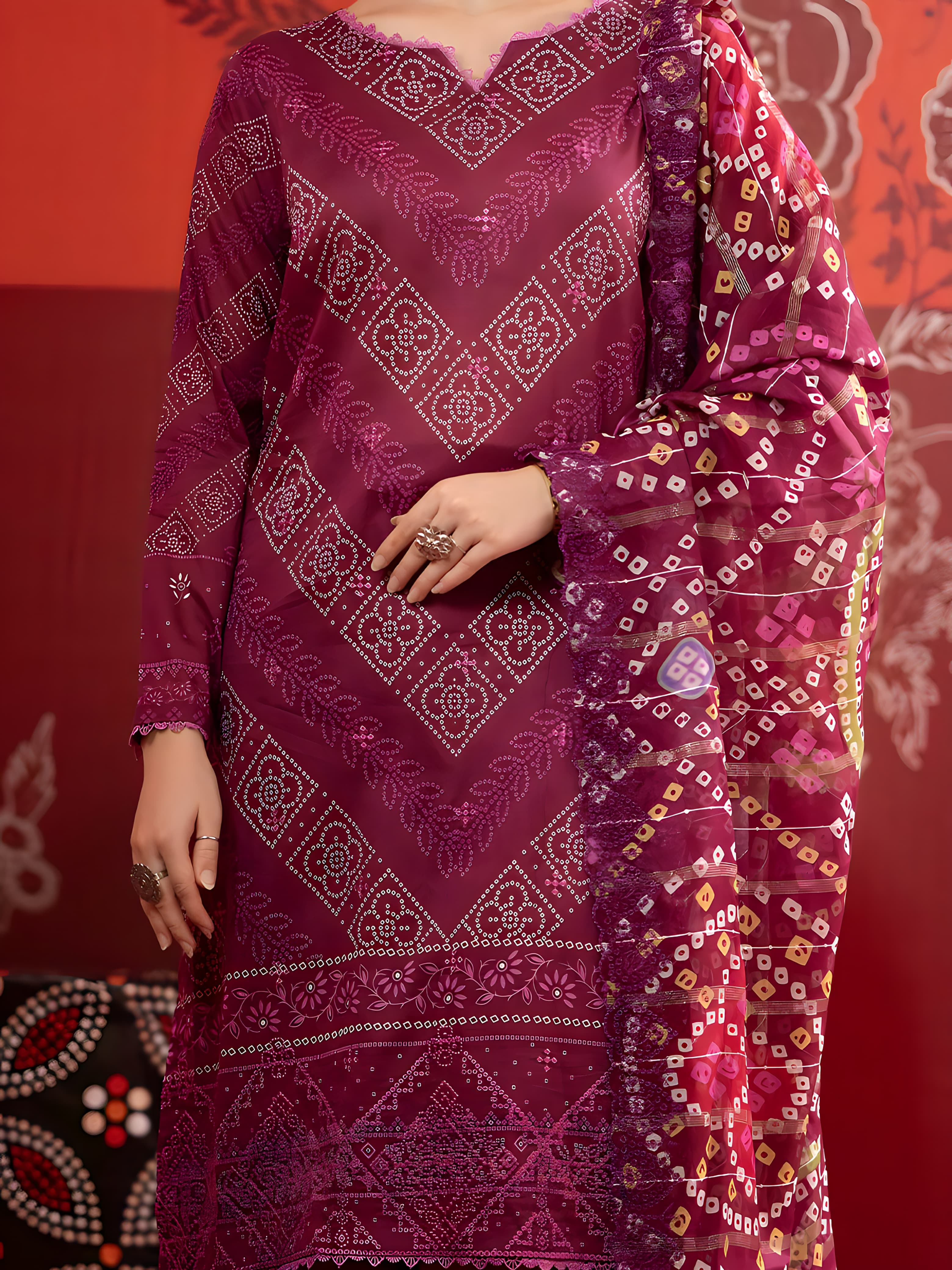 Lakhany: Unstitched Lawn 3-Piece Ensemble with Exquisite Digital Print