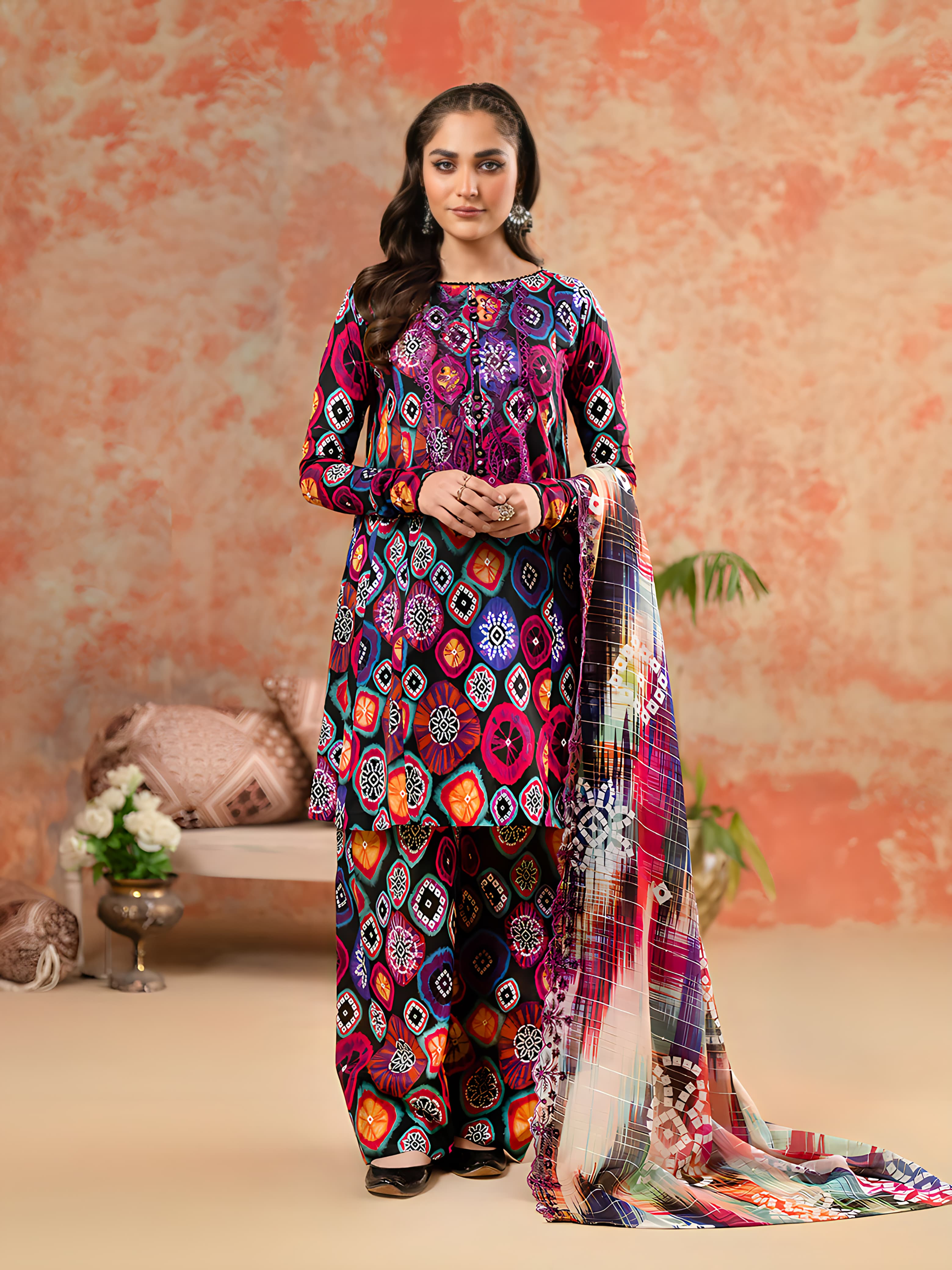 Charizma's All-Over Digital Printed Lawn: 3-Piece Unstitched Elegance