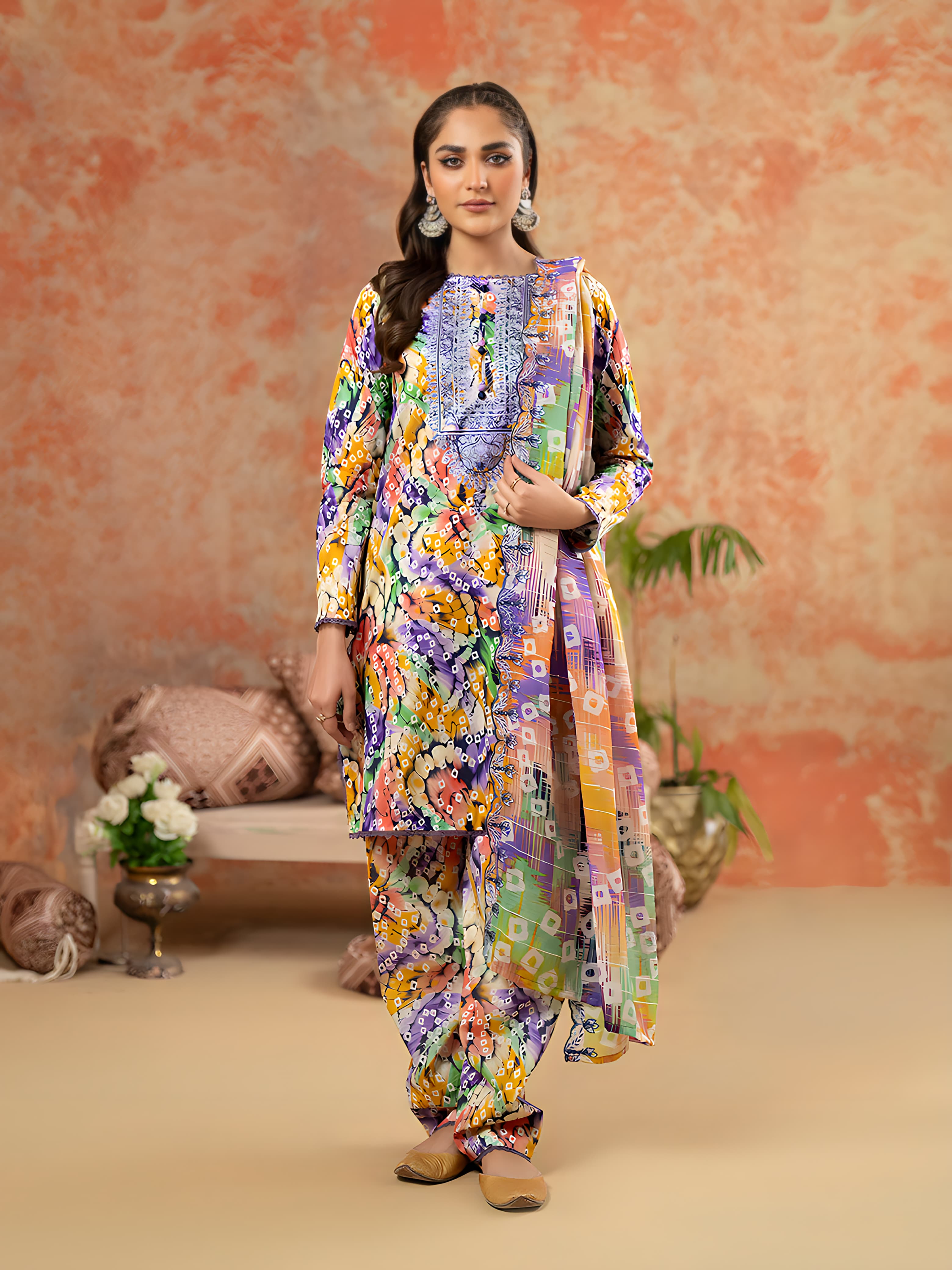 Charizma's All-Over Digital Printed Lawn: 3-Piece Unstitched Elegance