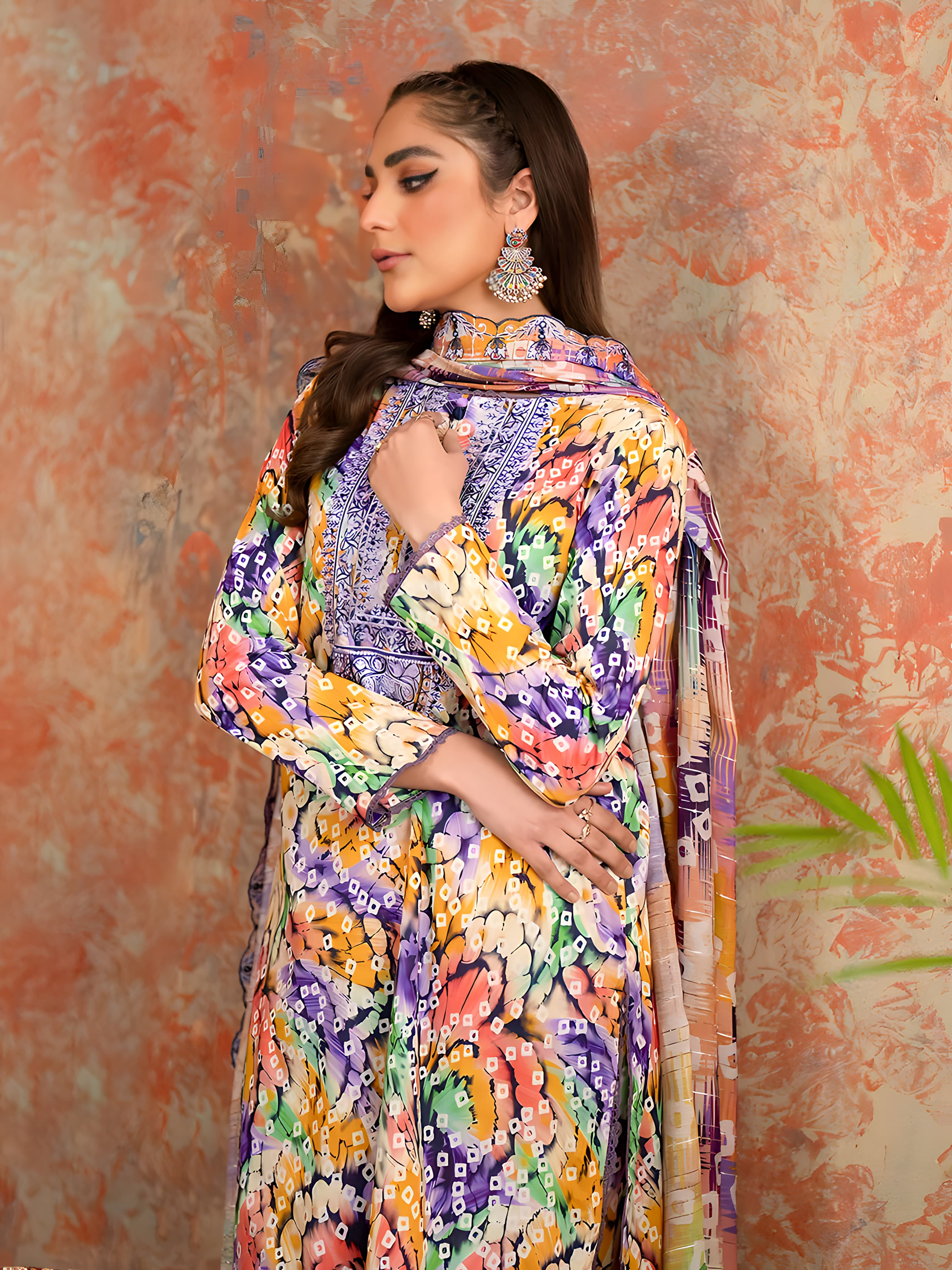 Charizma's All-Over Digital Printed Lawn: 3-Piece Unstitched Elegance