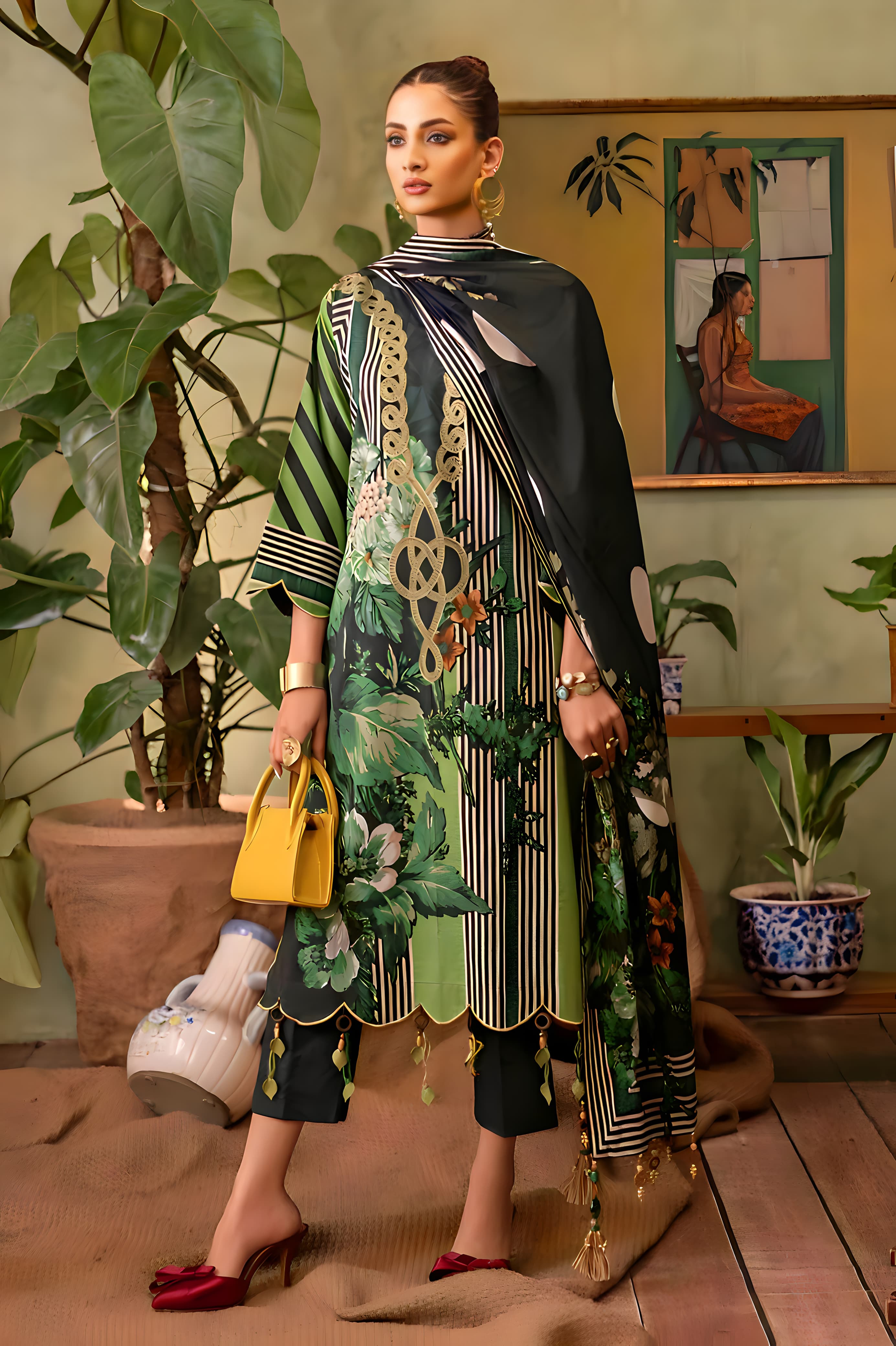 Gul Ahmed: All-Over Digital Printed Lawn 3-Piece Unstitched Ensemble - Elevate Your Style