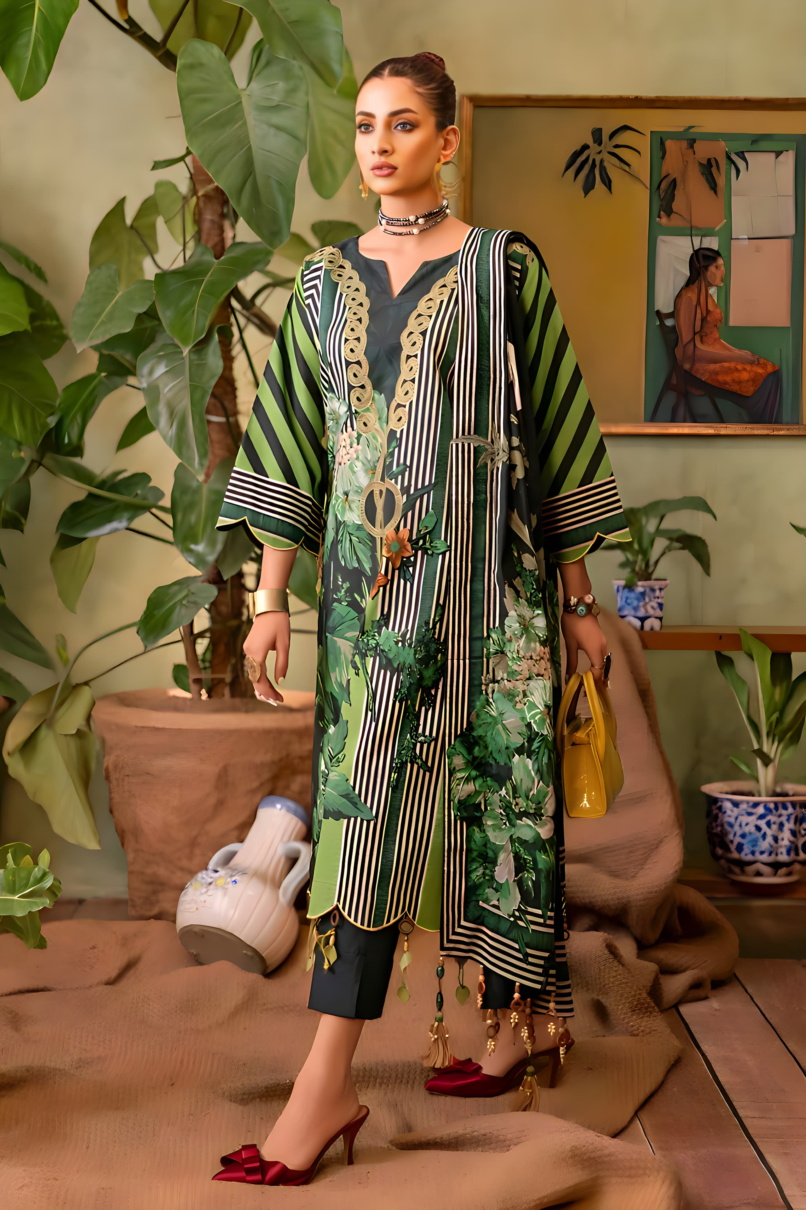 Gul Ahmed: All-Over Digital Printed Lawn 3-Piece Unstitched Ensemble - Elevate Your Style