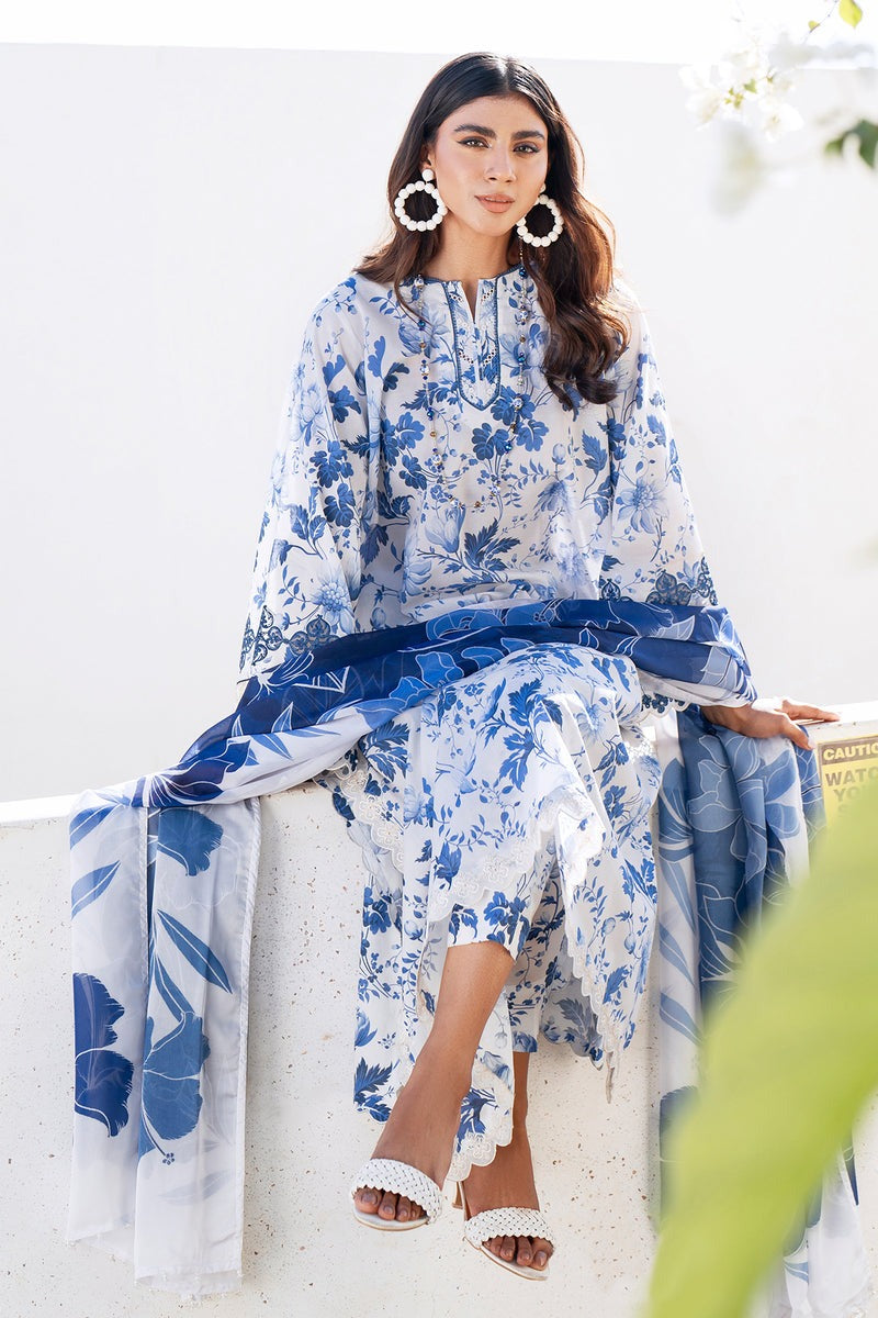 Digital Lawn 3-Piece Set – Bana Dora Prints with Voile Zari Dupatta