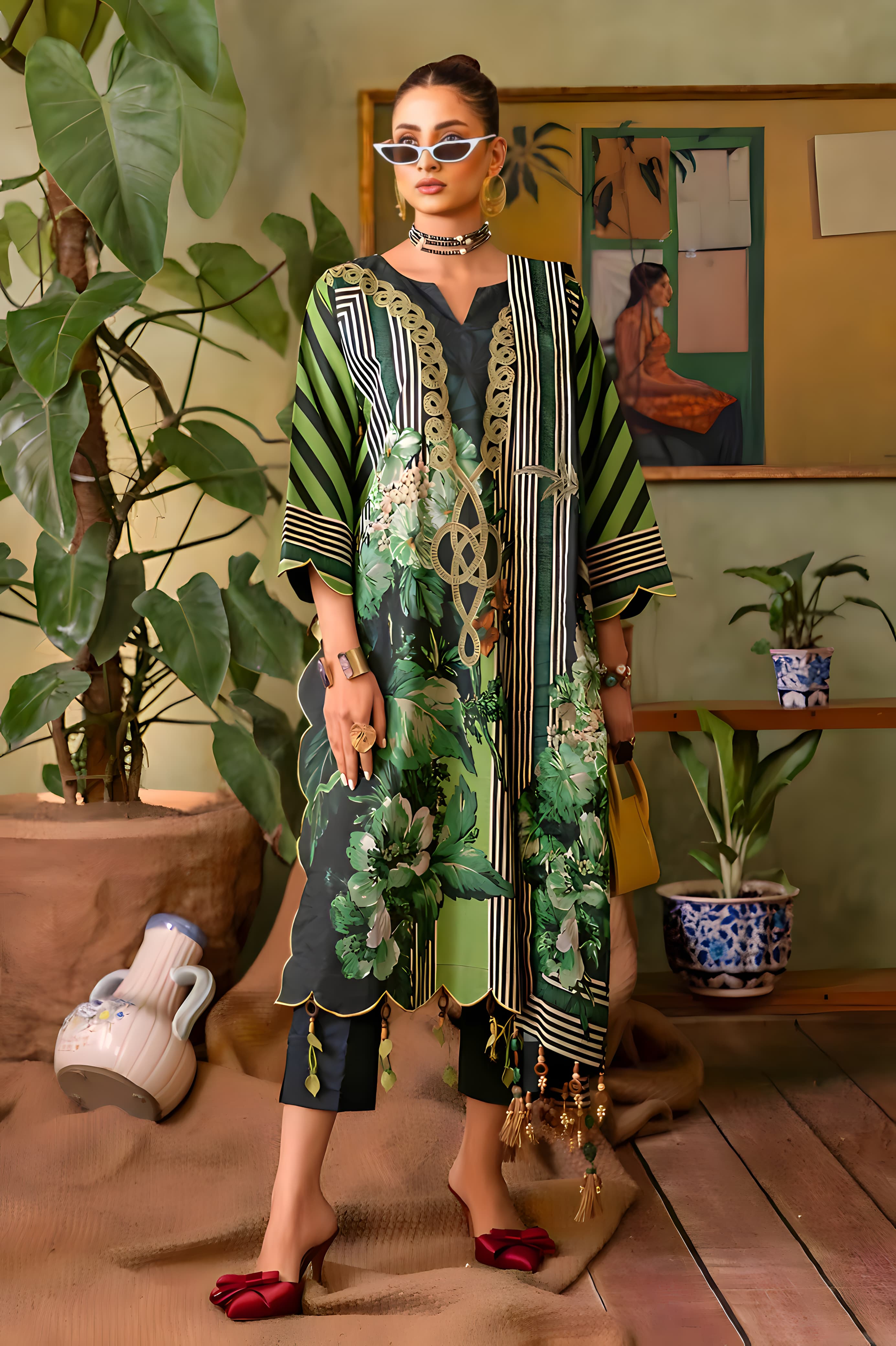 Gul Ahmed: All-Over Digital Printed Lawn 3-Piece Unstitched Ensemble - Elevate Your Style