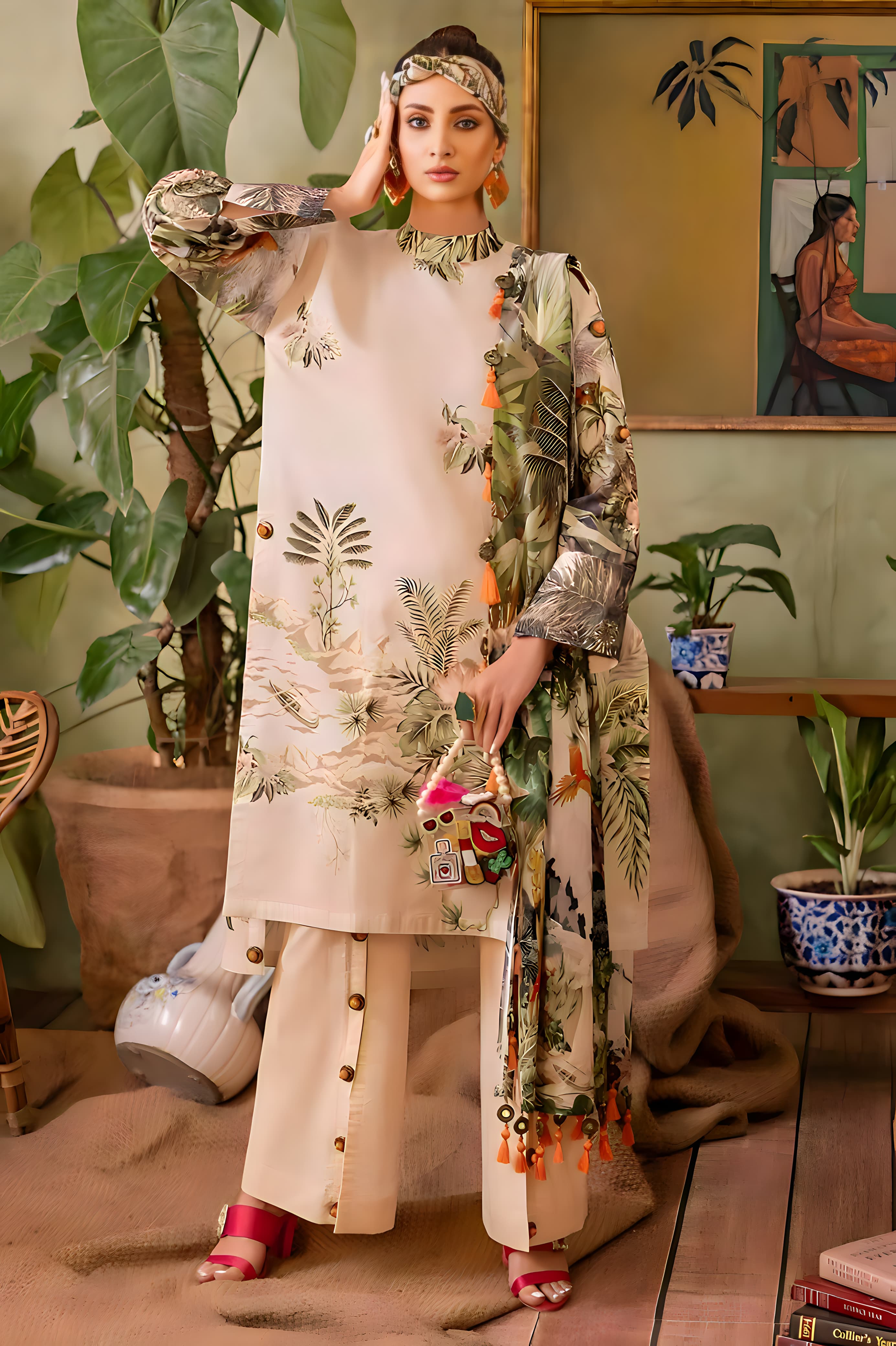 Gul Ahmed: All-Over Digital Printed Lawn 3-Piece Unstitched Ensemble - Elevate Your Style