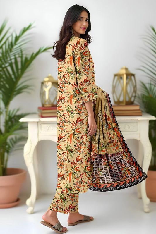 Premium Digital Printed Viscose Bana Dora 3-Piece Suit