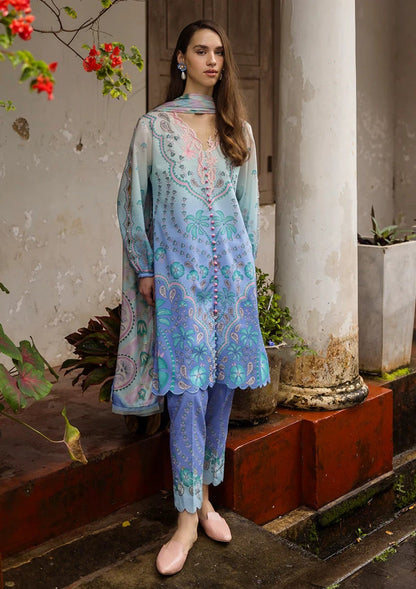 Digital Print Lawn 3-Piece Set – Bana Dora Voile Dupatta