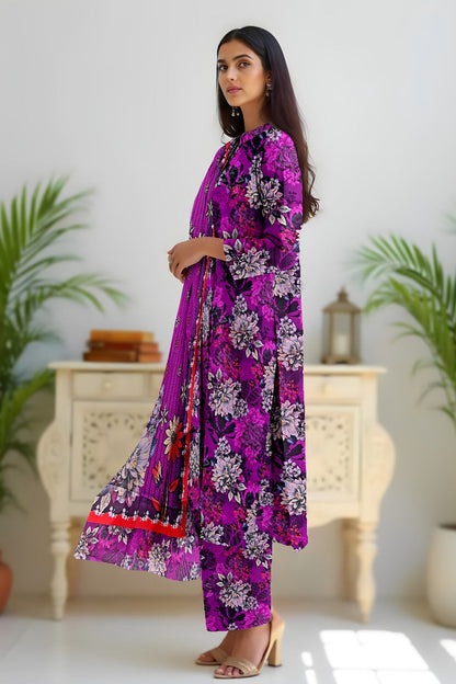 Premium Digital Printed Viscose Bana Dora 3-Piece Suit