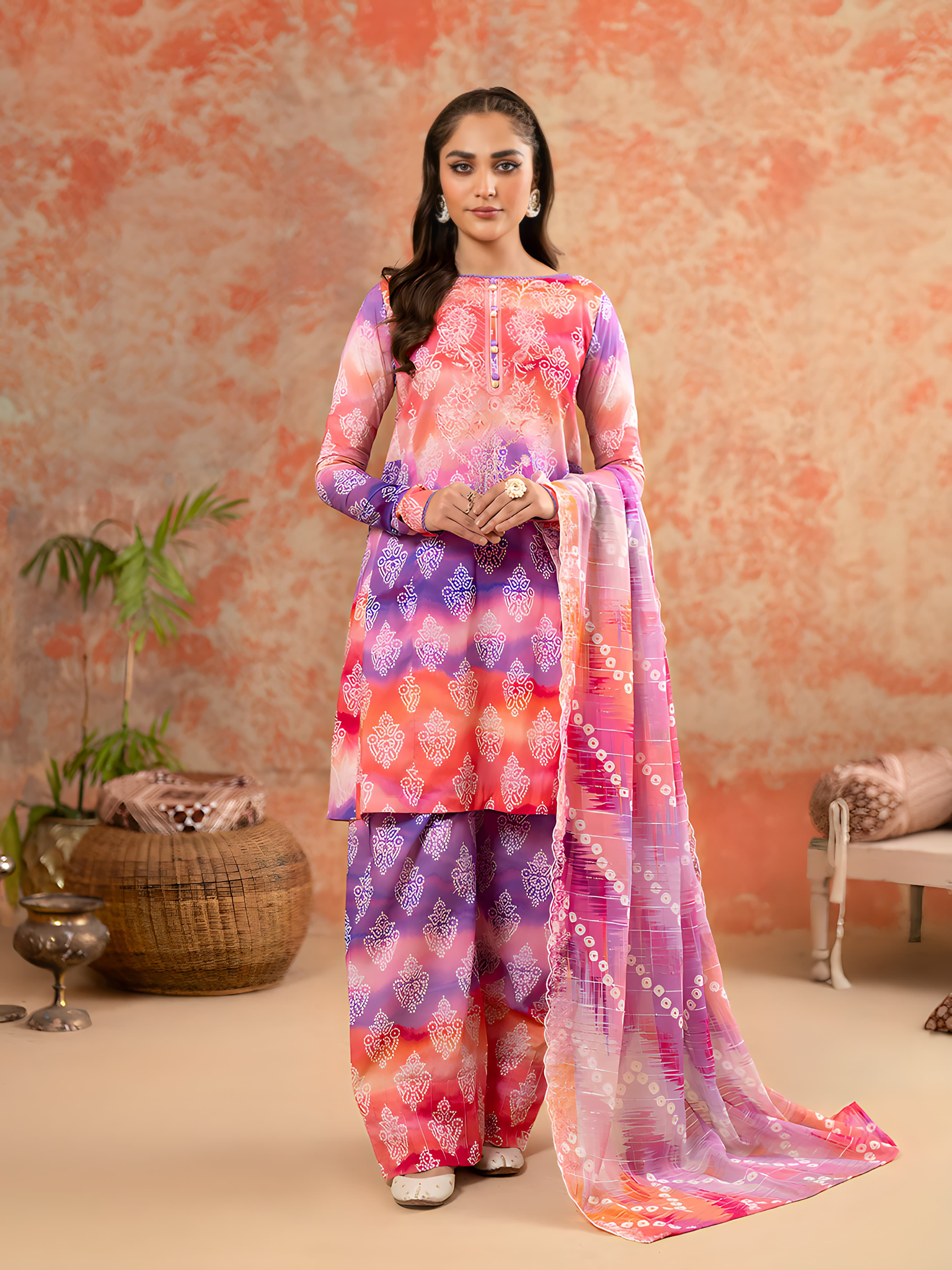 Charizma's All-Over Digital Printed Lawn: 3-Piece Unstitched Elegance