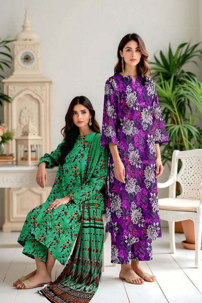 Premium Digital Printed Viscose Bana Dora 3-Piece Suit