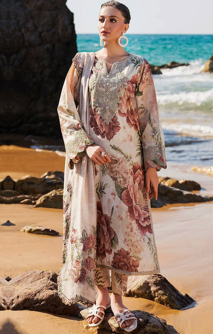 Digital Lawn 3-Piece Set – Bana Dora Prints with Voile Zari Dupatta