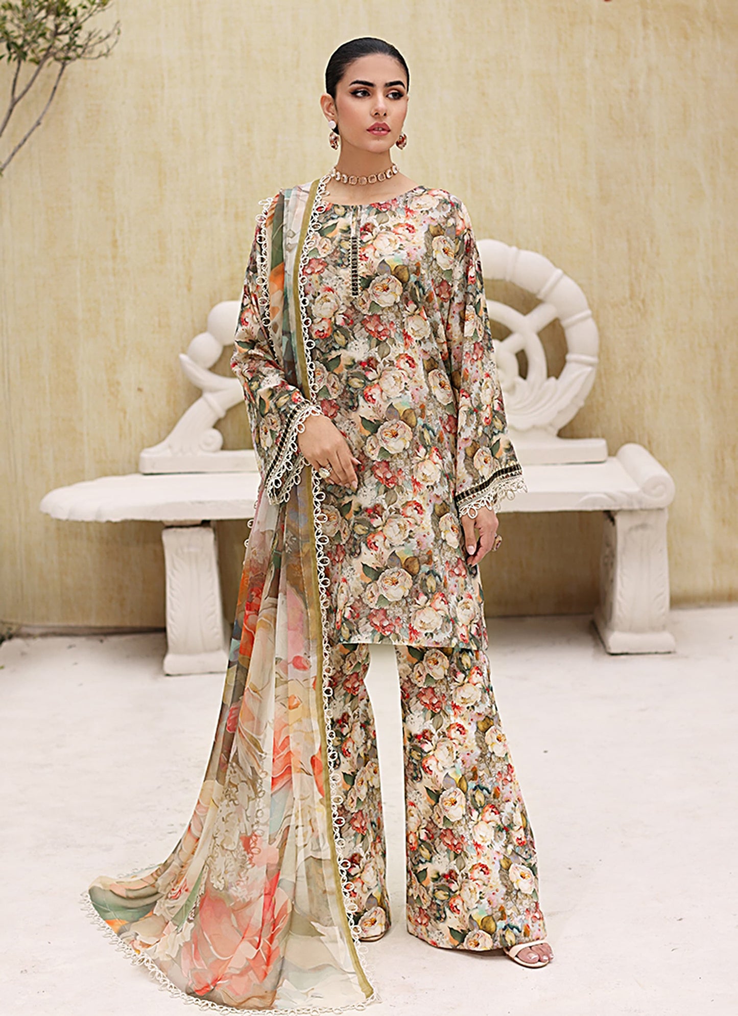 Digital Print Linen Allover 3 Piece