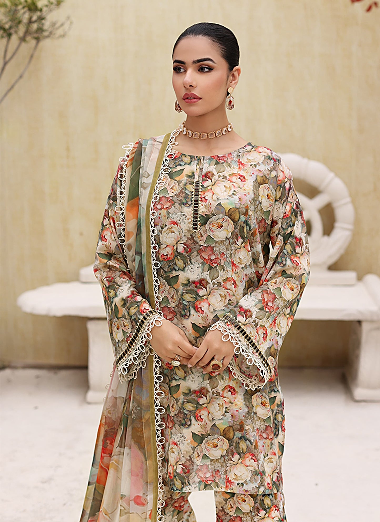 Digital Print Linen Allover 3 Piece