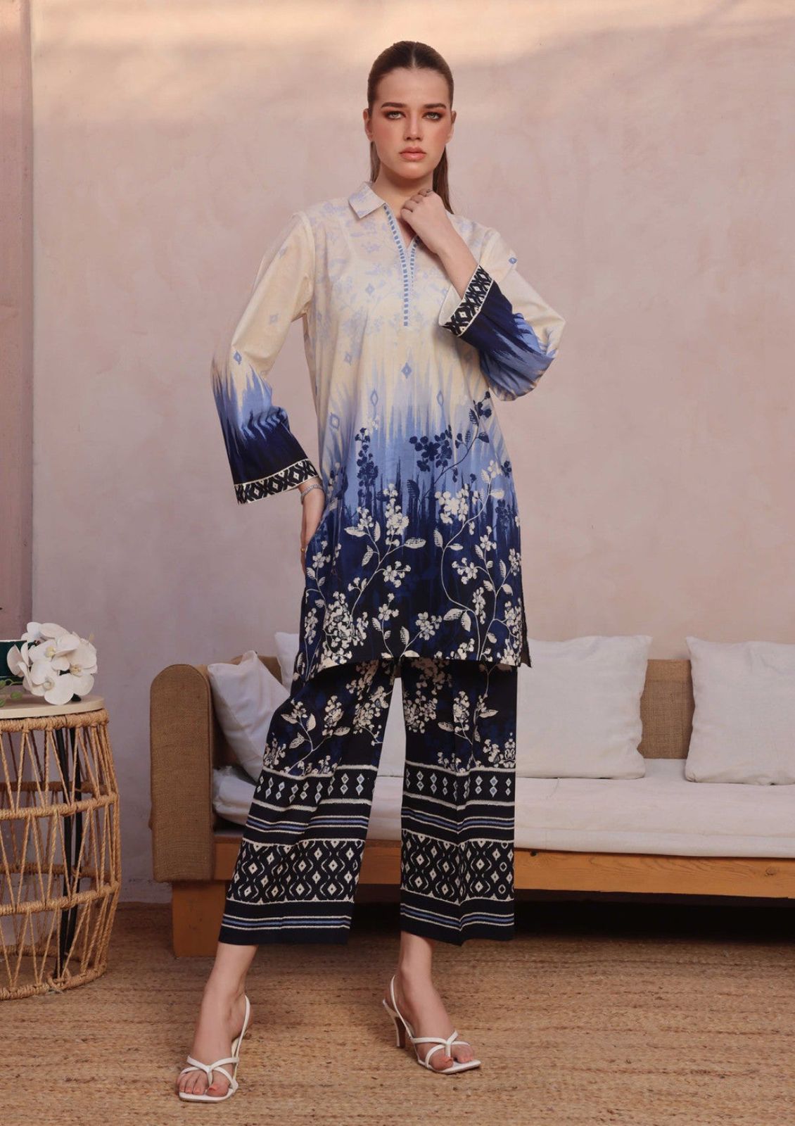 Digital Lawn 3-Piece Set – Bana Dora Prints with Voile Dupatta